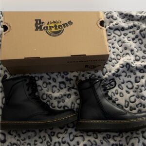 Dr. Martens Black Boots with Yellow Stitching and Air-Cushioned Sole